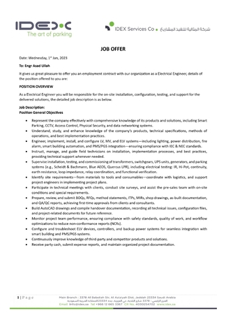 King Abdullah Economic City, Job Seekers, Electrical Engineer | 5+ Years Experience | LV/MV & ELV Systems | Jeddah