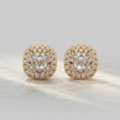 INR 18215,  Cushion Lab Diamond Halo Stud Earrings