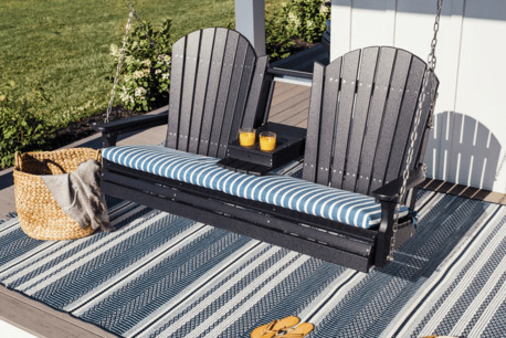 New York, Furniture, USD 01018,  LuxCraft Adirondack 5ft. Recycled Plastic Porch Swing With Flip Down Center Console