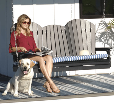 New York, Furniture, USD 01018,  LuxCraft Adirondack 5ft. Recycled Plastic Porch Swing With Flip Down Center Console