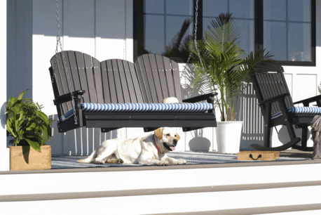 New York, Furniture, USD 01018,  LuxCraft Adirondack 5ft. Recycled Plastic Porch Swing With Flip Down Center Console