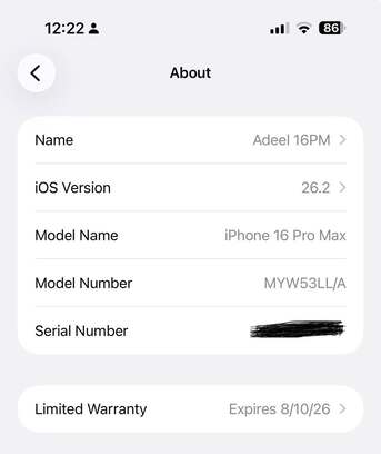 Azizia, Mobile Phones, SAR 3800,  IPhone 16 Pro Max 256 Gb With 100% Battery Health