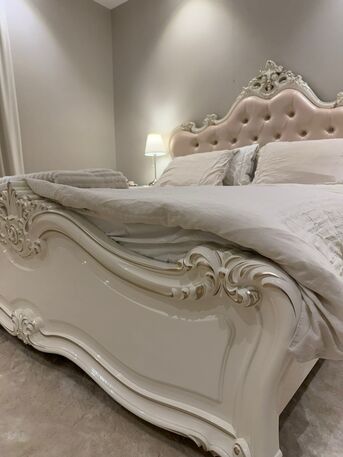 Riyadh, Furniture, SAR 3500,  Complete Luxury King Bedroom Set (Home Centre) + IKEA Lamps &ndash; Excellent Condition