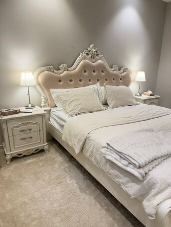 Riyadh, Furniture, SAR 3500,  Complete Luxury King Bedroom Set (Home Centre) + IKEA Lamps &ndash; Excellent Condition