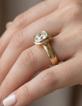 New York, Jewelry, USD 1460,  Old Mine Cushion Lab Diamond Bezel Set Ring