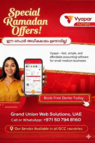 Fujairah, Accounting, Vyapar App Software Partner, Grand Union Web Solutions, UAE