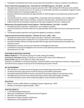 Khobar, Job Seekers, Application For Consideration For A Suitable Position (Senior Planning Engineer / Project