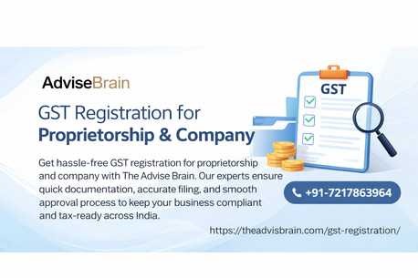 New Delhi, Financial, GST Registration For Proprietorship & Company | The Advise Brain