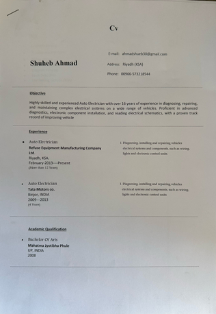 Jeddah, Job Seekers, Jedaah Auto Electrician
