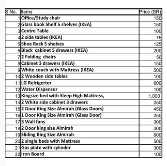 Jeddah, Household Items, SAR 1,  Going On A Final Exit - Selling Household Items