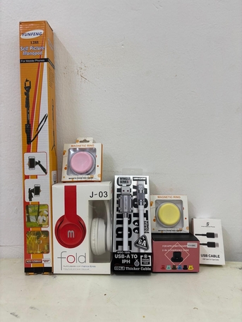 Gudaibiya, Mobile Phones, BHD 3,  Mobile Phone Accessories  -Selfi Stick -Foldable Headphone  -MAGNETIC RING-2ps -2-in-1 Cha