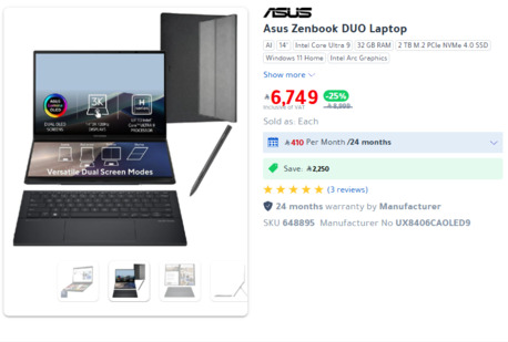 Dammam, Computers, SAR 3999,  ASUS ZENBOOK DUO (Ultra 9 32GB-2TB) Dual LED