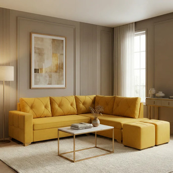 Mumbai, Furniture, INR 99999,  Bharat Lifestyle L Shape Sofa Set &ndash; Modern Space-Saving Comfort For Your Living Room