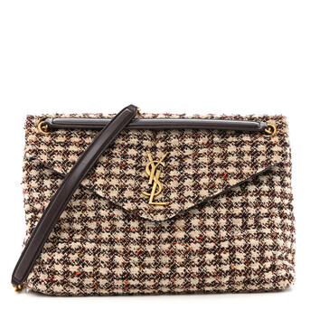 New York, Clothing & Accessories, USD 387,  Tweed Matelasse Medium Loulou Monogram Chain Satchel Beige Multicolor