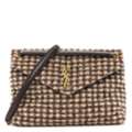 USD 387,  Tweed Matelasse Medium Loulou Monogram Chain Satchel Beige Multicolor
