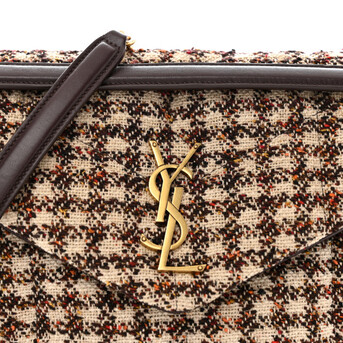 New York, Clothing & Accessories, USD 387,  Tweed Matelasse Medium Loulou Monogram Chain Satchel Beige Multicolor