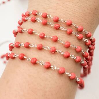 New York, Jewelry, USD 10,  Coral Pendant Necklace With Delicate Wire Chain