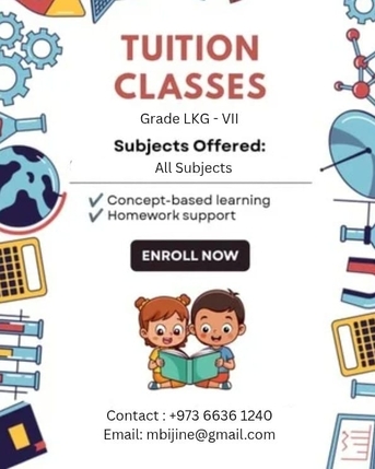 Galali, Lessons Offered, Tuition Available From Grade LKG To Grade VII All Subjects. Female Tuition Teacher PG BEd