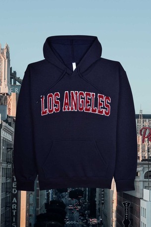 Los Angeles, Clothing & Accessories, USD 15,  Navy Embroidered Los Angeles Varsity Hoodie - Zapamax