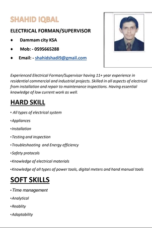 Dammam, Job Seekers, Electrical Foreman/supervisor