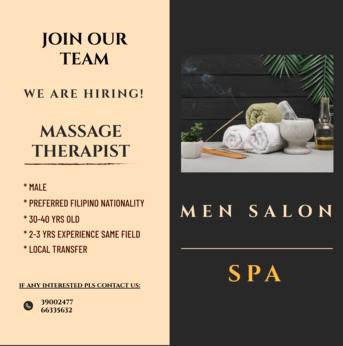 Mahooz, Jobs, MALE MASSAGE THERAPISTS