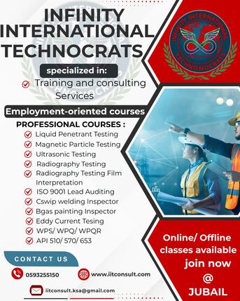 Jubail, Lessons Offered, TRAINING IN NDT LEVEL Ll
