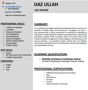 Riyadh, Job Seekers, Safety Officer | HSE Officer | 5+ Years Experience | Ma