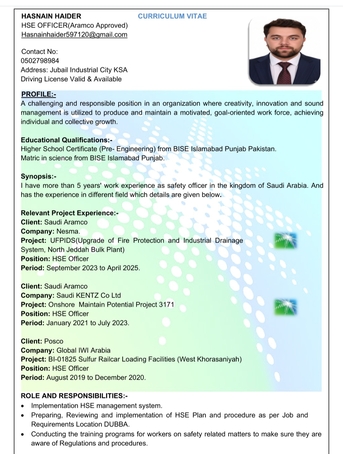 Jubail, Job Seekers, Safety Officer