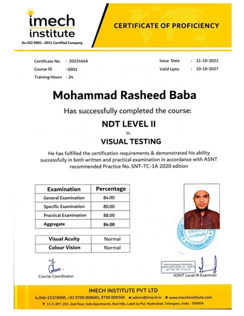 Khobar, Job Seekers, Experienced CSWIP 3.1 Welding Inspector With Transferable Iqama