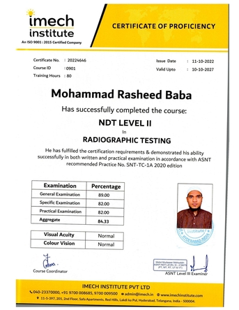 Khobar, Job Seekers, Experienced CSWIP 3.1 Welding Inspector With Transferable Iqama