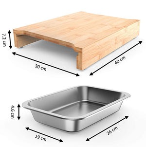 New York, Household Items, USD 40,  Buy Large 100% Bamboo Cutting Board With 2 Organizing Trays - Ecozoi