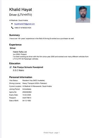 Jeddah, Job Seekers, Truck Job