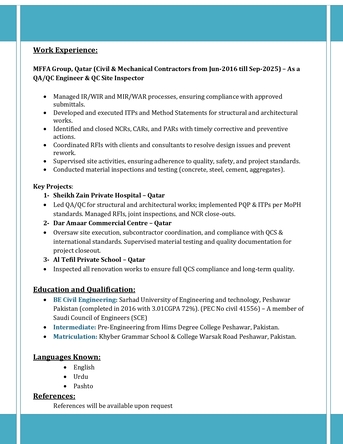 Riyadh, Job Seekers, Looking For A Job As Civil Site Engineer / QC Civil Engineer
