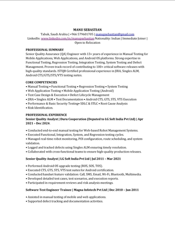 Jeddah, Job Seekers, Senior Software Quality Analyst