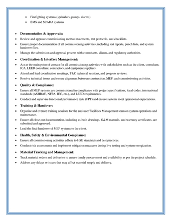 Dubai, Job Seekers, MEP Manager ( Construction, Testing & Commissioning)