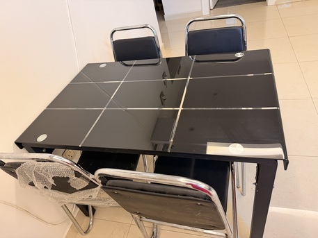 Dammam, Household Items, SAR 450,  Like New Dining Table With Four Chairs (Glass Dining Table)