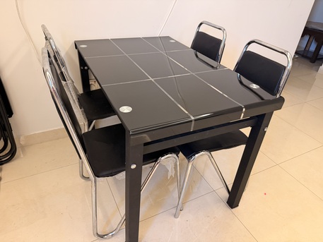 Dammam, Household Items, SAR 450,  Like New Dining Table With Four Chairs (Glass Dining Table)