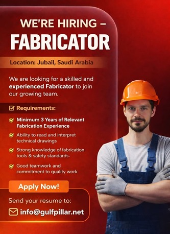 Jubail, Jobs, Fabricator Required &ndash; Jubail &ndash; Transferable Iqama Preferred
