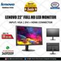 BHD 19,  LENOVO 22" FHD LED Monitor 360* Rotatable (Input VGA+DVI+HDMI) Good Working Only In 19/-BD