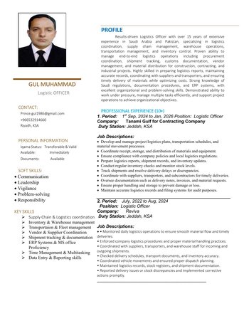 Riyadh, Job Seekers, Logistic Officer