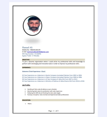 Al Rabie, Job Seekers, Salesman Merchandiser Cum LTV Driver