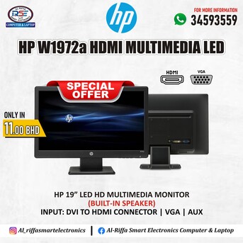 Manama, Electronics, BHD 3,  Special Offer HP DELL & Lenovo 17" 19" 22" & 24" LED HD Monitor (Starting From 3/-BD Only)