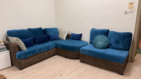 Jeddah, Furniture, SAR 400,  Urgent Sell L Shape Sofa Set ,grey Colour