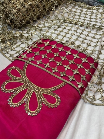 Thuqbah, Clothing & Accessories, SAR 190,  Plain CottonSilk Suit Unstitched With Trending Dupata