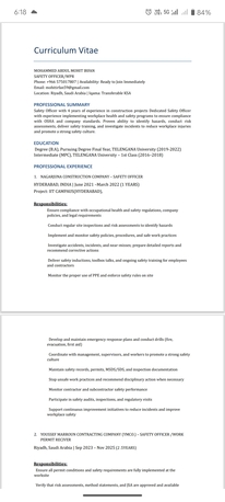 Riyadh, Job Seekers, Safety Officer/WPR