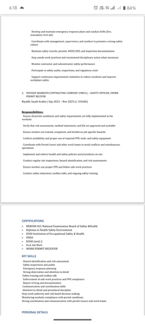 Riyadh, Job Seekers, Safety Officer/WPR