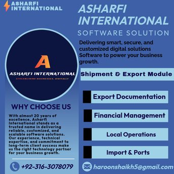 Islamabad, Software Development, Shipment & Export Module &ndash; Smart Global Trade Management