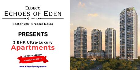 Noida, Real Estate For Sale, INR 20000000,  3 BR,  1090 Sq. Feet,  Eldeco Echoes Of Eden Yamuna Expressway - Three Towers. One Iconic Lifestyle.