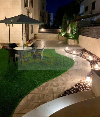 Amman, Apartments/Houses, JOD 11250/year,  Furnished,  3 BR,  70 Sq. Meter,  7th Circle: Furnished Ground Floor Apartment For Rent!