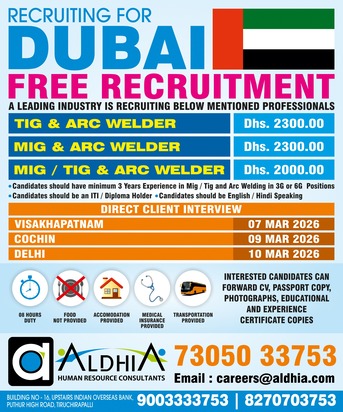 Mumbai, Jobs, Dubai - Light Driver No 3 / Rope Access Technician / Mig & Arc & Tig Welder